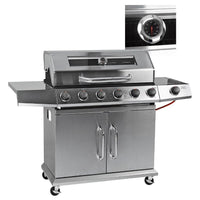 Gasgrill Grillwagen 7 Brenner 19,3 kW Edelstahl Thermometer