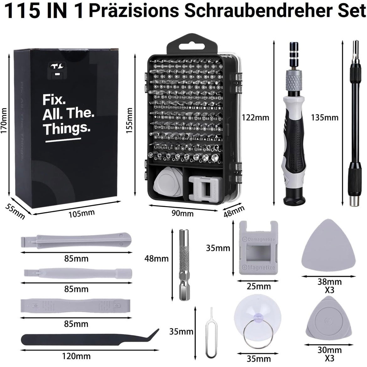 115in1 Präzisions Schraubendreher Set Werkzeugset Elektronik Werkstatt