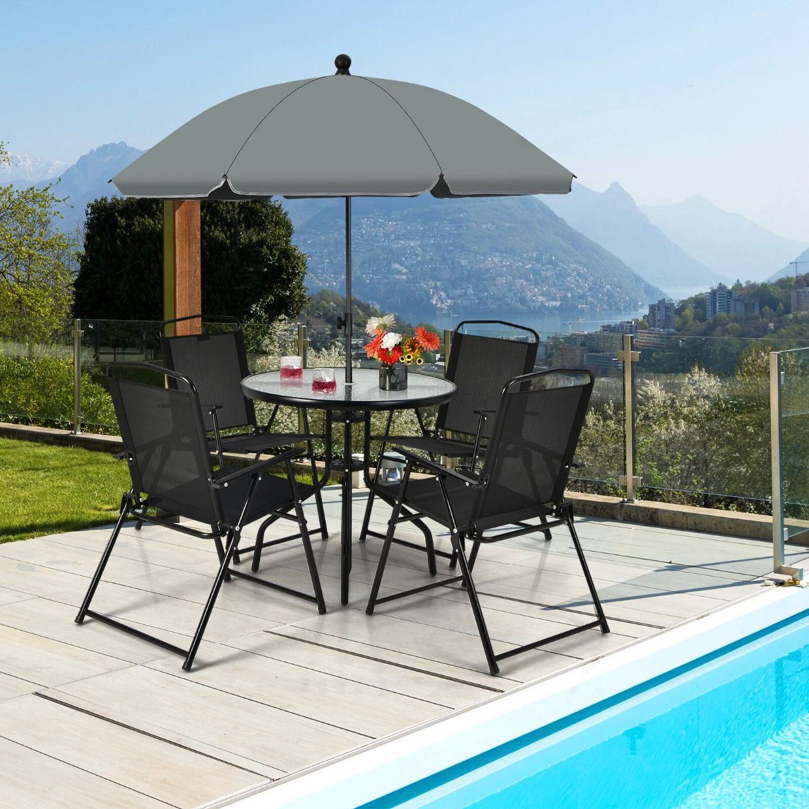 Gartenmöbelset Balkonmöbel Bistroset Schirm Gartentisch Gartenstühle
