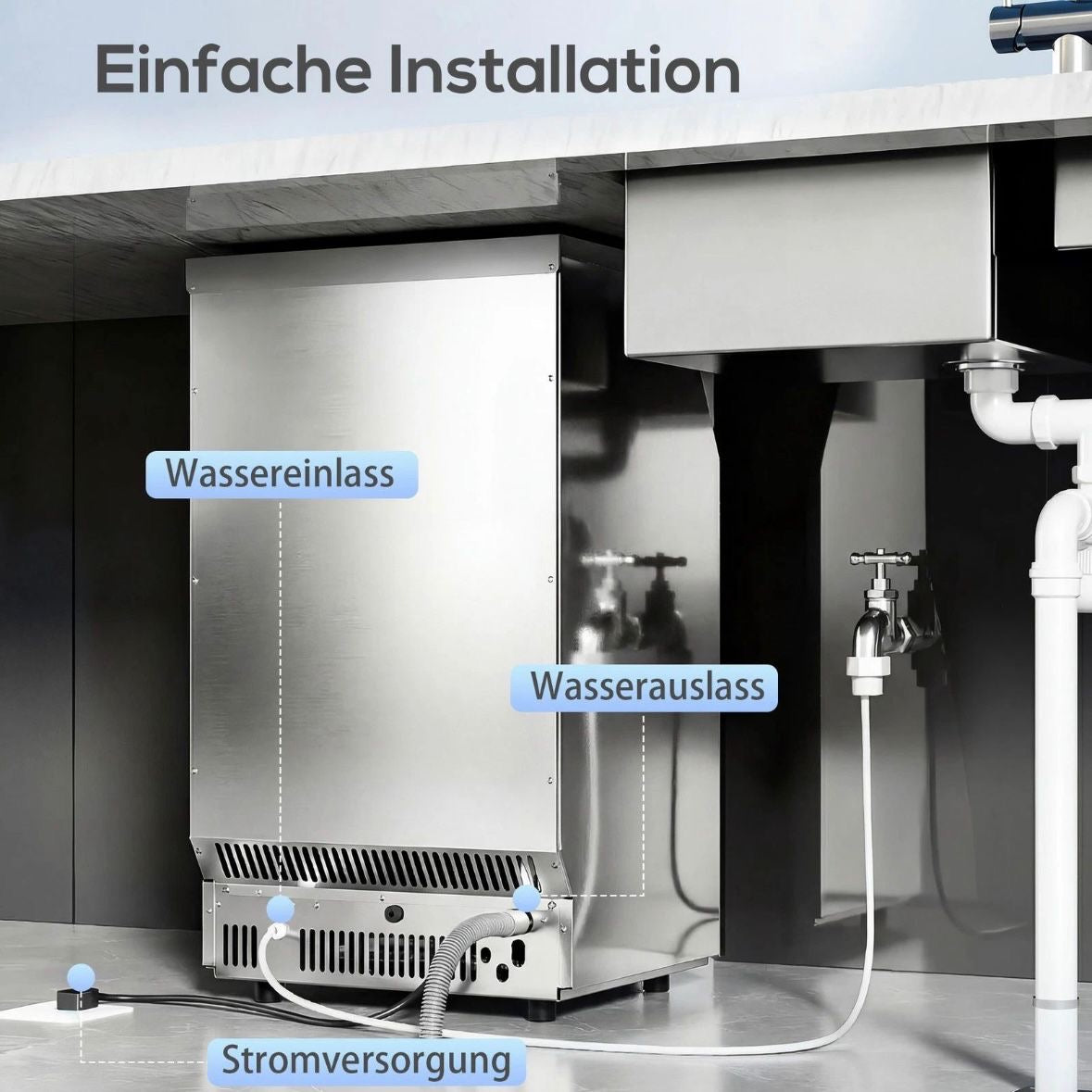 Kommerzielle Eiswürfelmaschine 45kg/24h Eismaschine 13kg Eis