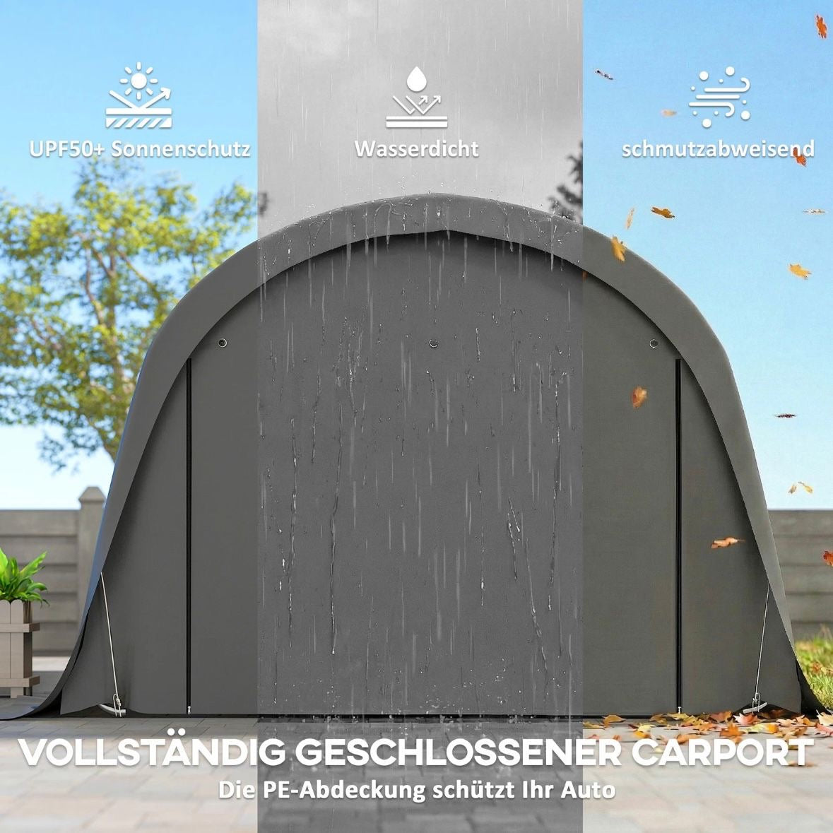 Carport Zeltgarage 3x6m Wasserdichtes Lagerzelt Seitenwänden Zelt