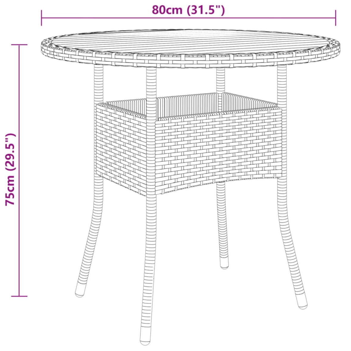 Akazie Massivholz Gartentisch Ø80x75cm Tisch Gartenmöbel Möbel