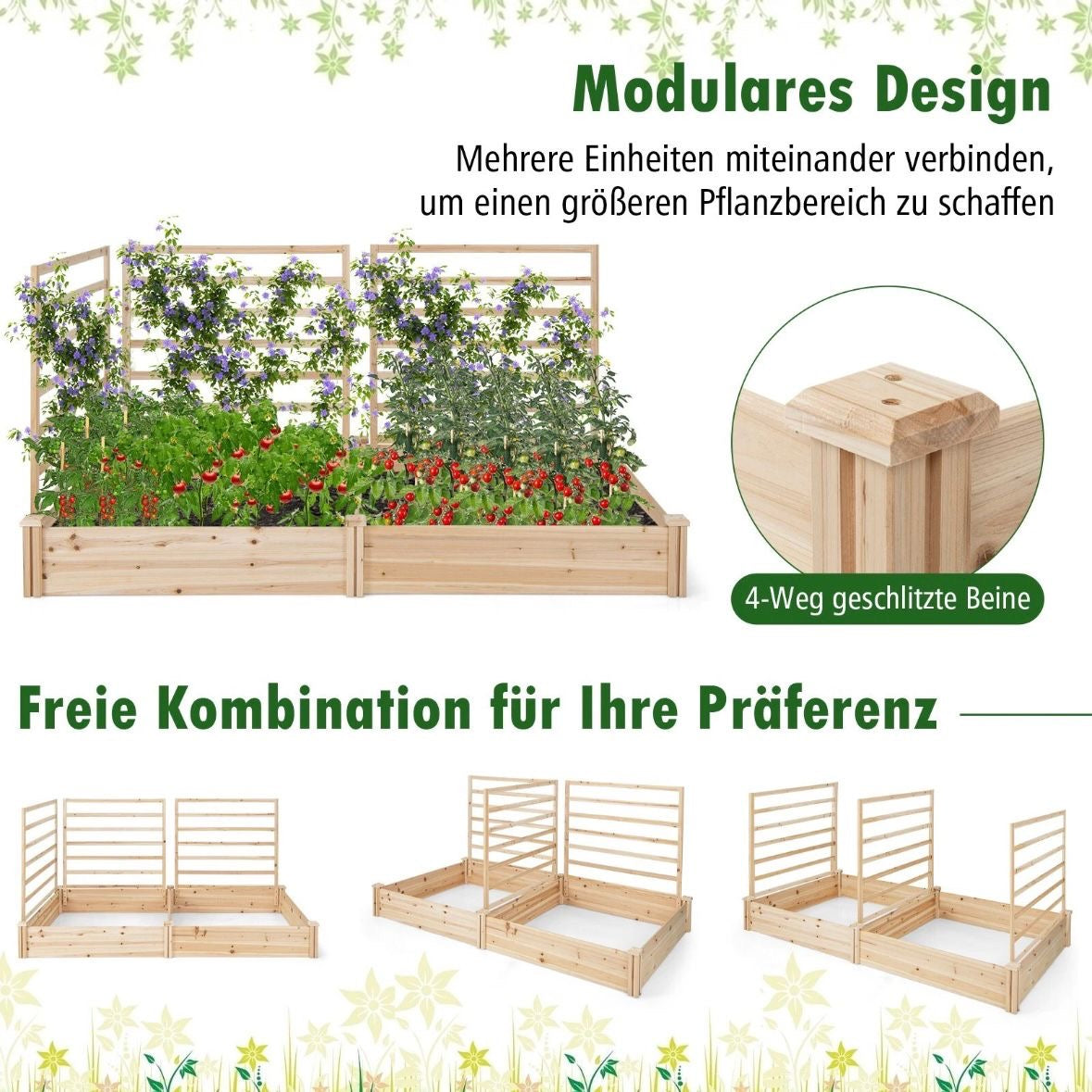 Hochbeet Rankgitter Spalier Blumenkasten Pflanzkasten Tannenholz