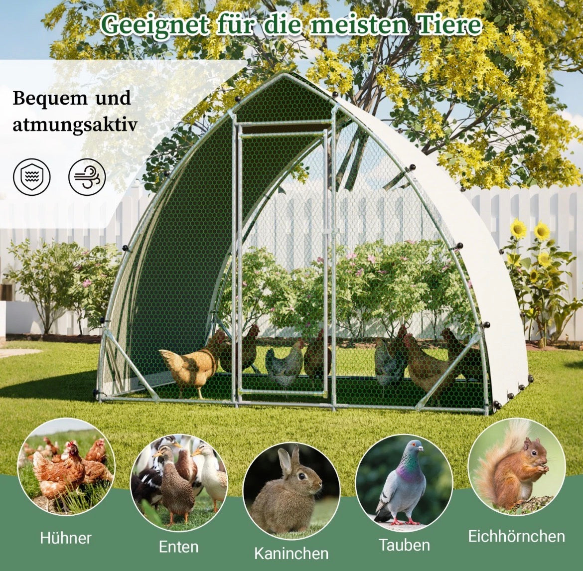 Kleintierstall 252×192×204cm Freilaufgehege Kleintiergehege Hühnerkäfig