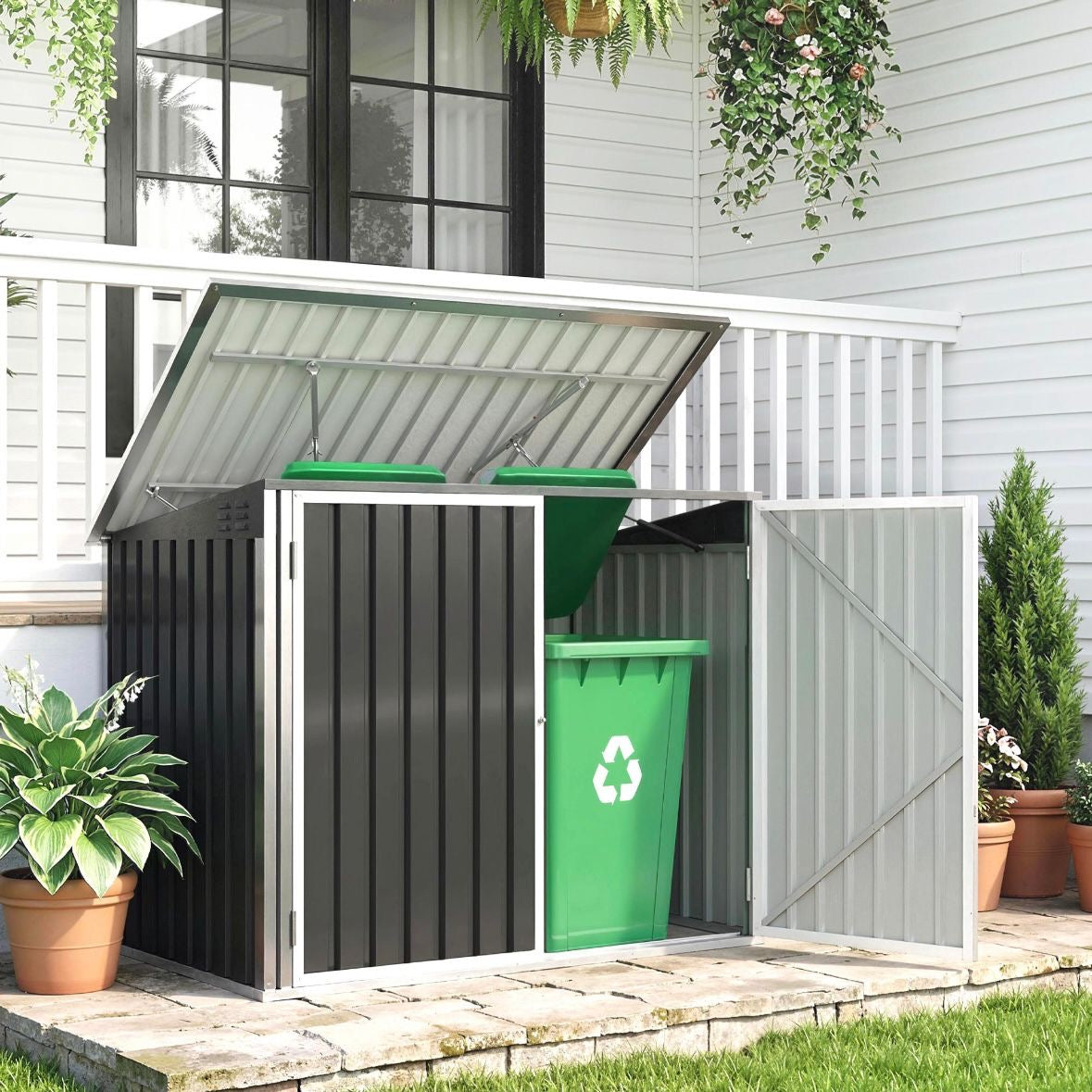 Mülltonnenbox 2x Mülltonnen Gartenbox Müllbox Tonnen Garten