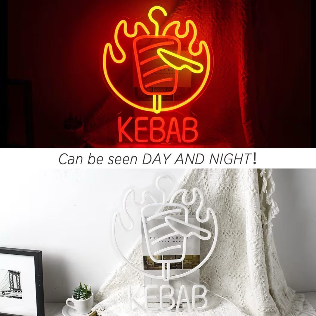 LED Neon Schild Kebab Döner Imbiss Neonlicht USB Zimmer