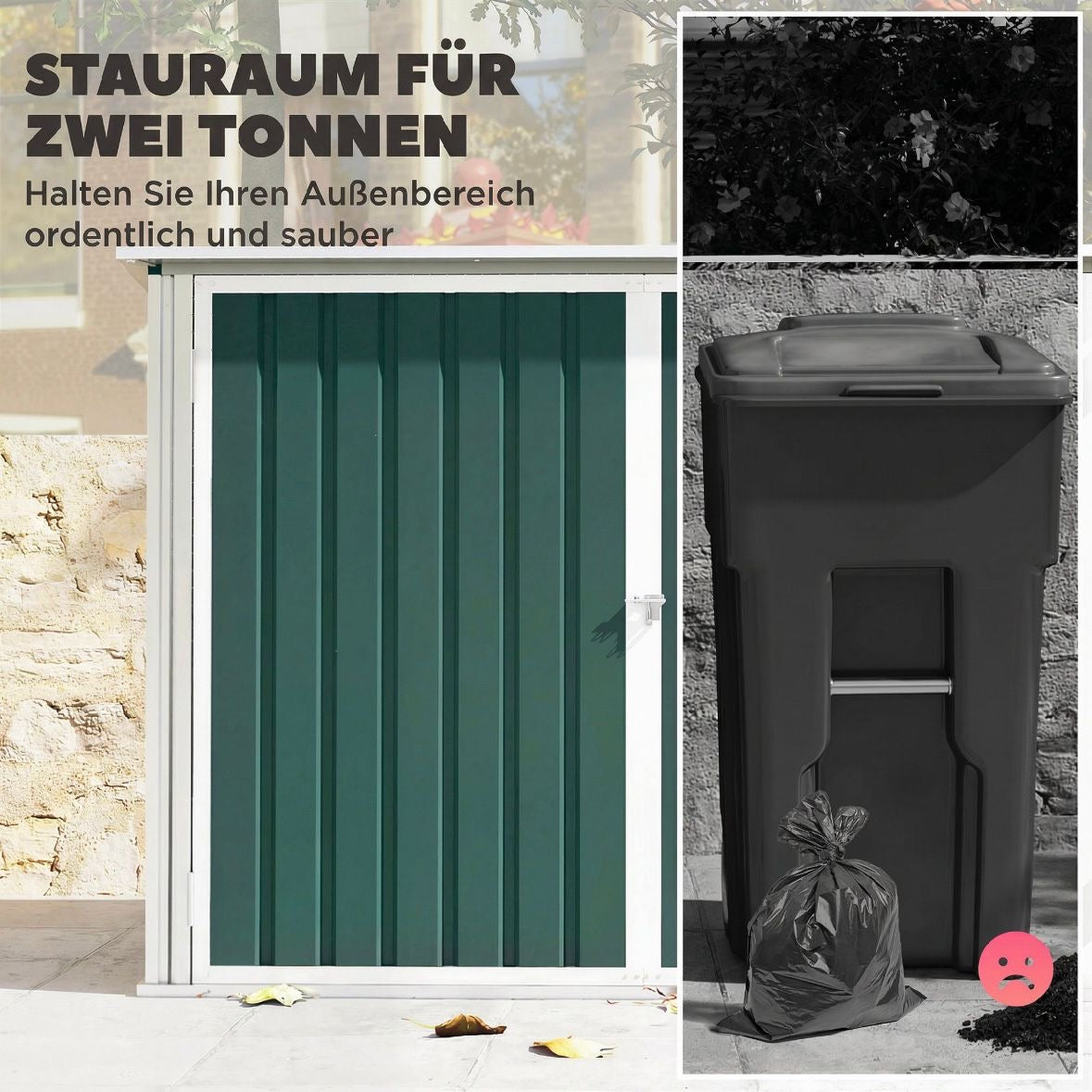 Mülltonnenbox 2x Mülltonnen Gartenbox Müllbox Tonnen Garten