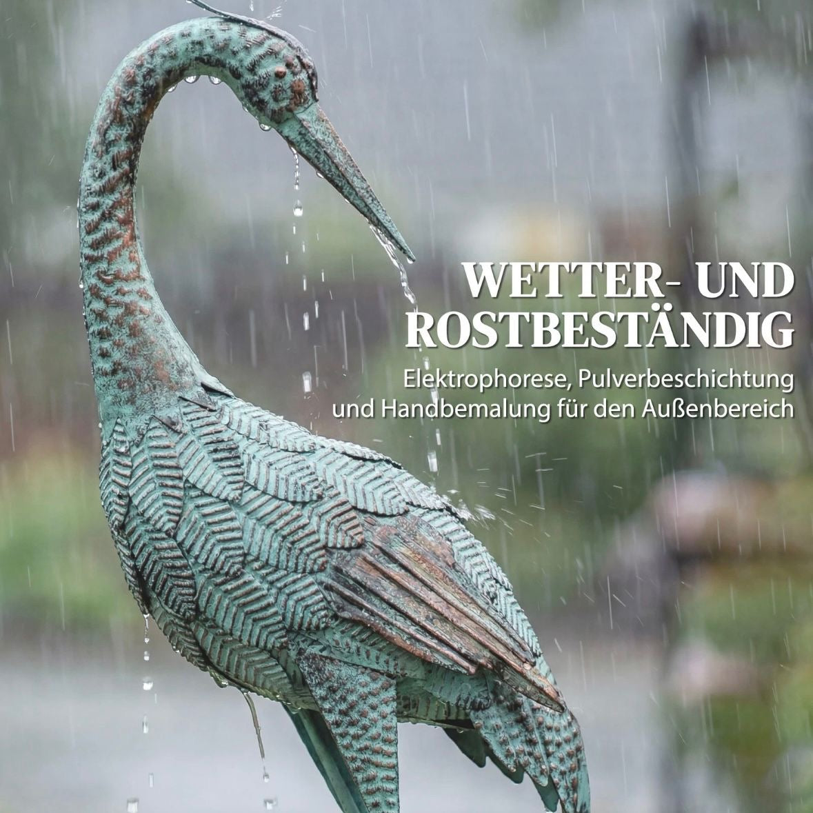 Reiher Gartenstatue Metall Vogel Dekoration Statue 88cm Skulptur