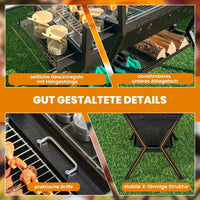 Holzkohlegrill Würzregalen Grillwagen Campinggrill BBQ Edelstahl Grill