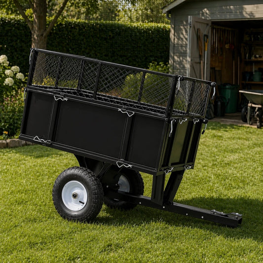 Kippanhänger Rasenmäher 150kg Rasentraktor Anhänger Gartenwagen Stahl