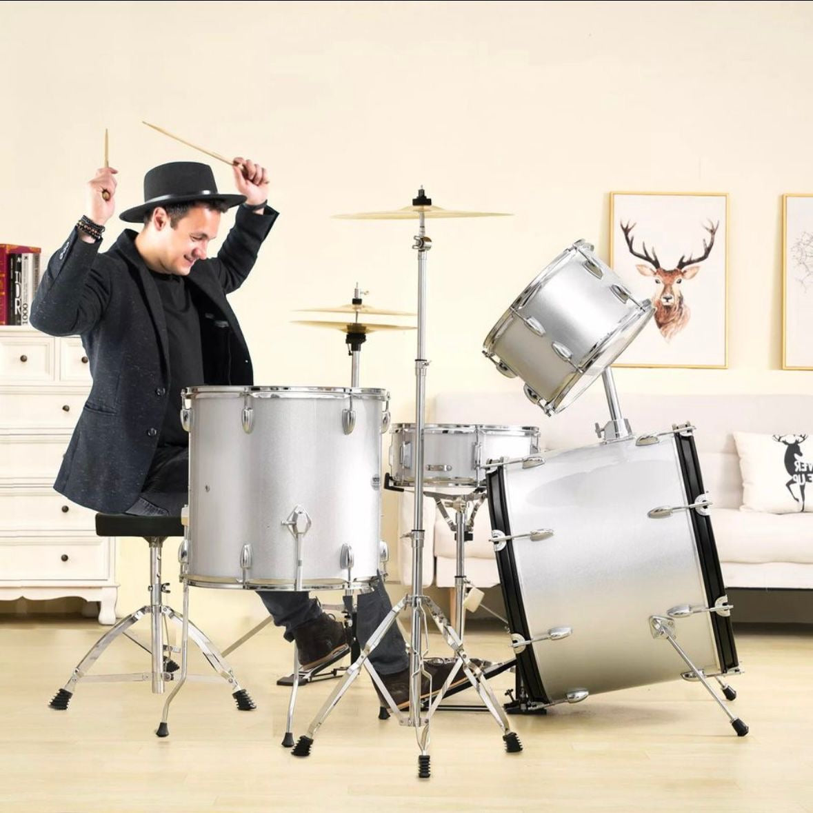 5 teilig Schlagzeug Set Drumset