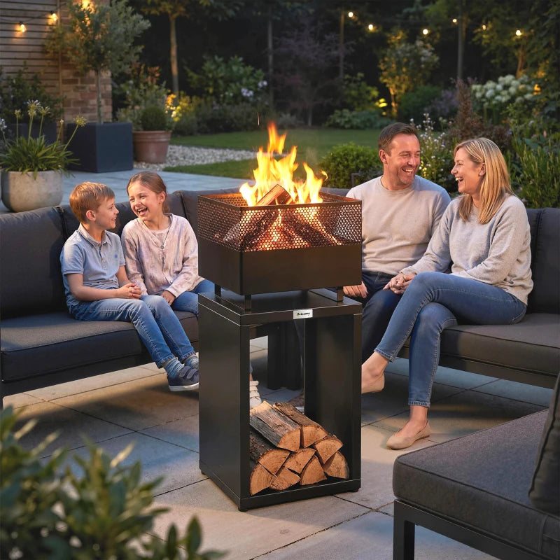Feuerschale Feuerstelle Holzlager Heizen Outdoor