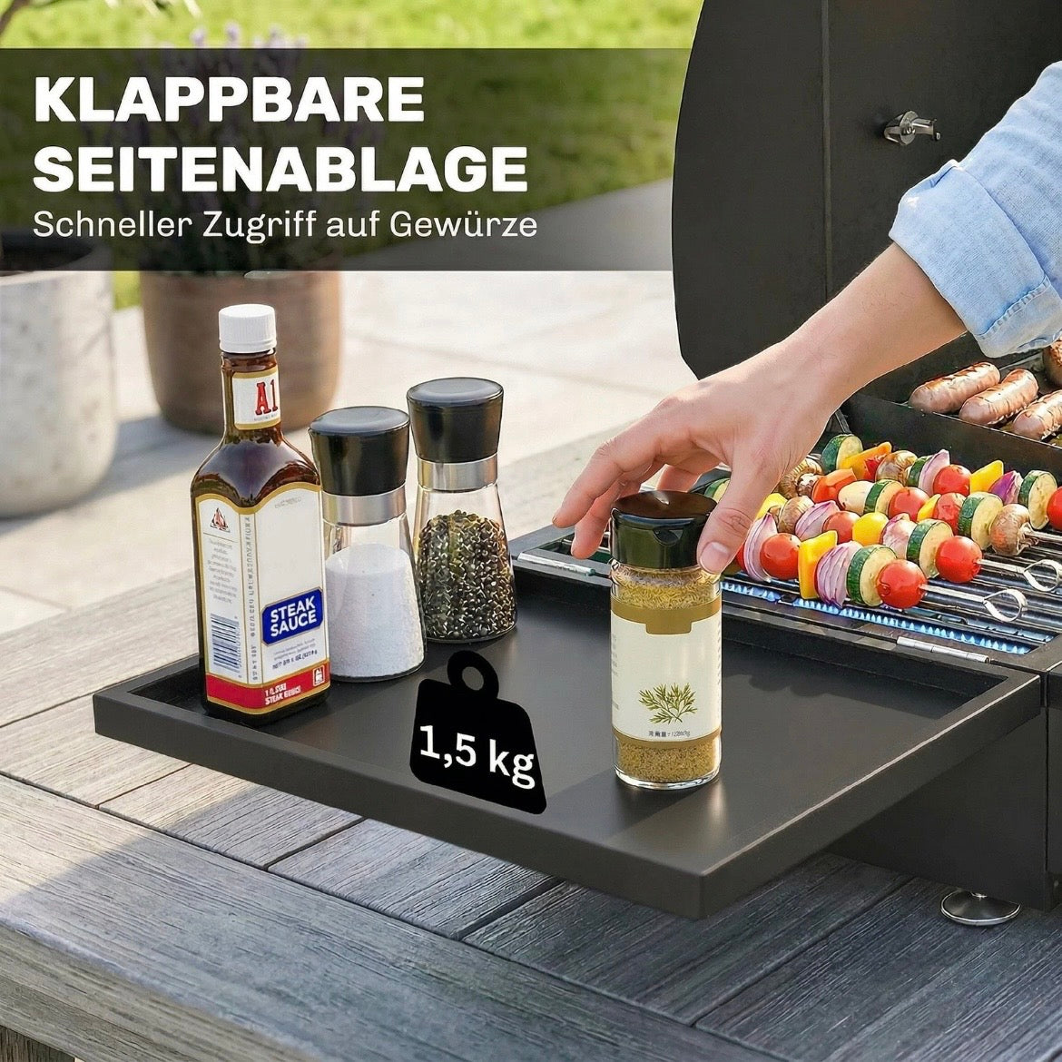 Gasgrill Tragbar Tischgrill Seitentisch Bratenplatte