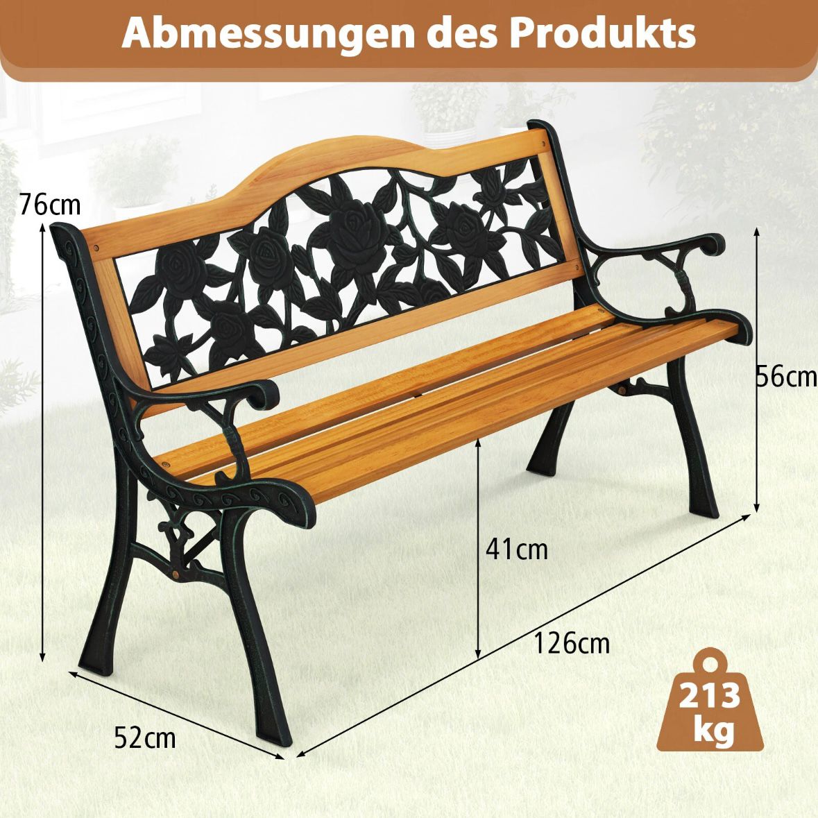2 Sitzer Gartenbank Sitzbank Holzbank Garten Rückenlehne