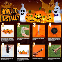 Aufblasbare Halloween Dekoration LED Kürbis Geister 229cm Außendeko Garten