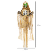 Halloween Dekoration Skelett Hängend Leuchtender Kopf Soundeffekt 90cm