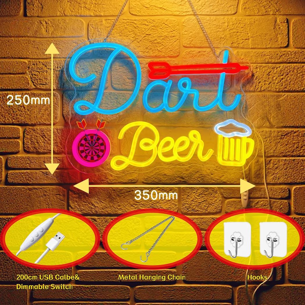 LED Neon Schilt Dart Beer Bier Neonlicht USB Bar