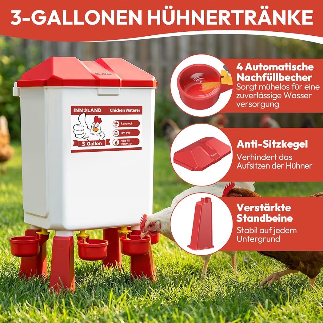 Hühner Futterautomat 12kg Hühnertränke 11L Hühnerstall Stall
