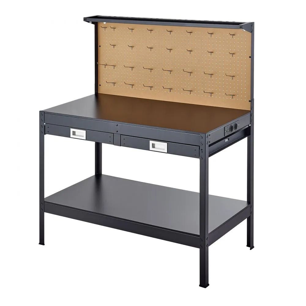 Werkbank LED Werkstatttisch 120cm Lochwand Werkstatt Werkzeugwand