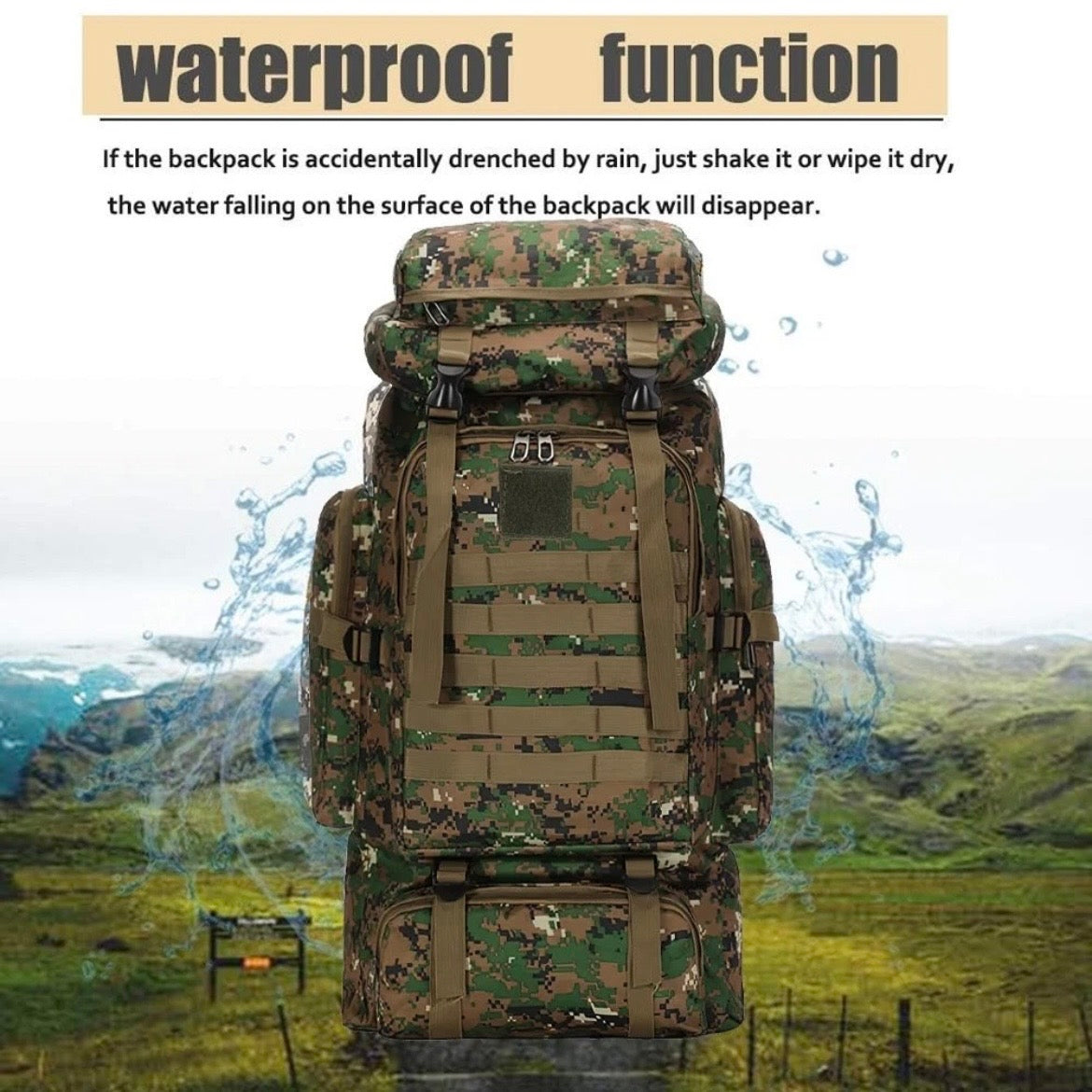 Tarnung Kampfrucksack 75L Rucksack Outdoor Armeerucksack Wander Trekking
