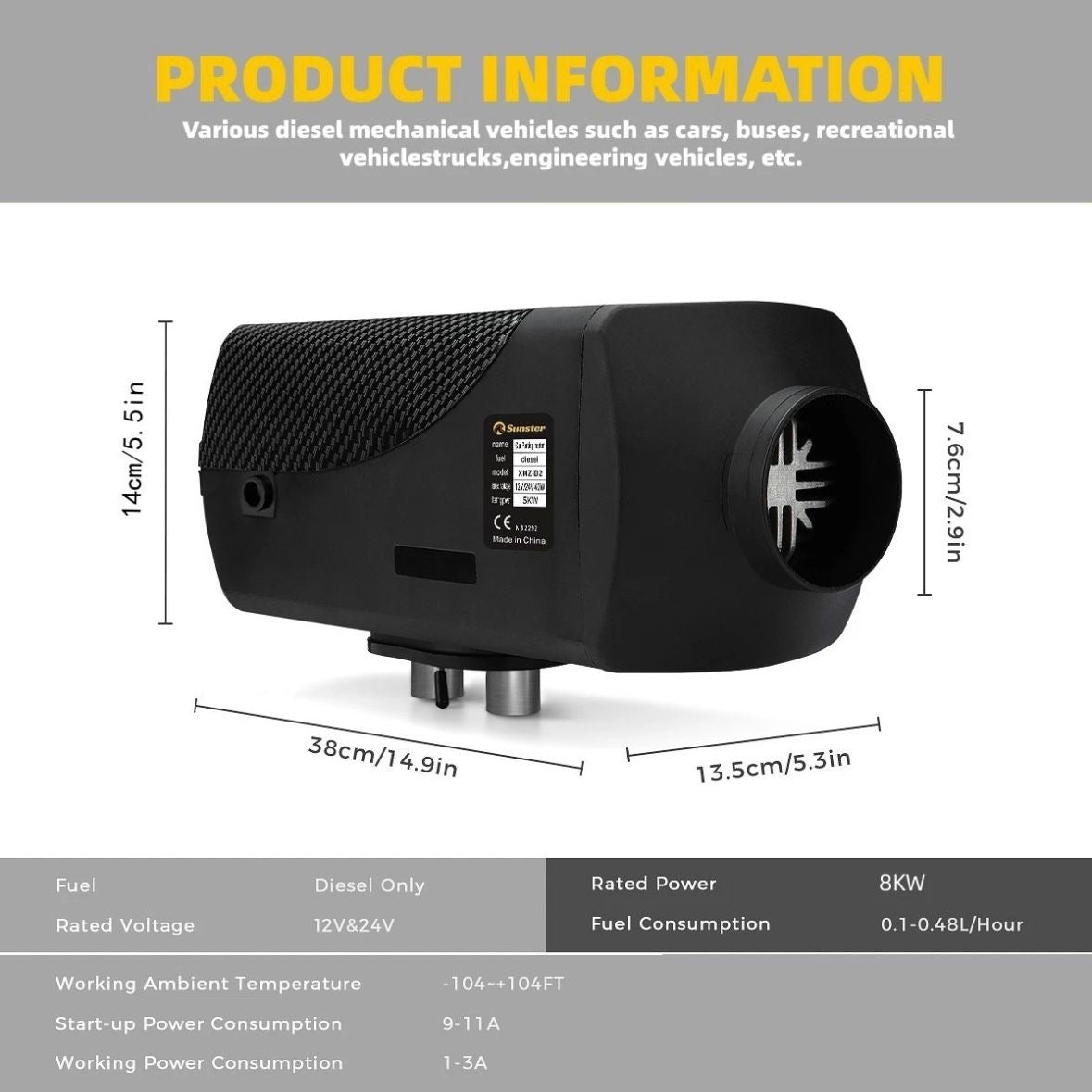 8KW Diesel Heizung Standheizung Lufterhitzer LCD Air Heater PKW 12V