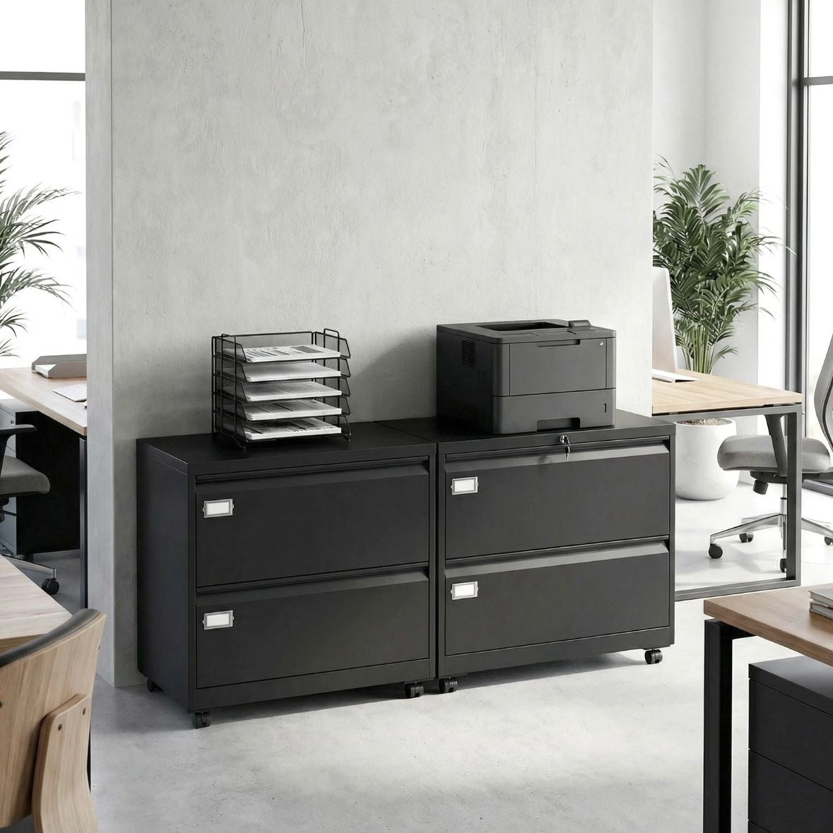 Rollcontainer 2 Schubladen Aktenschrank Schrank Büroschrank
