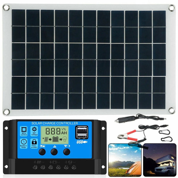 100W 12V Solarpanel Solarmodul 100A Ladegerät USB