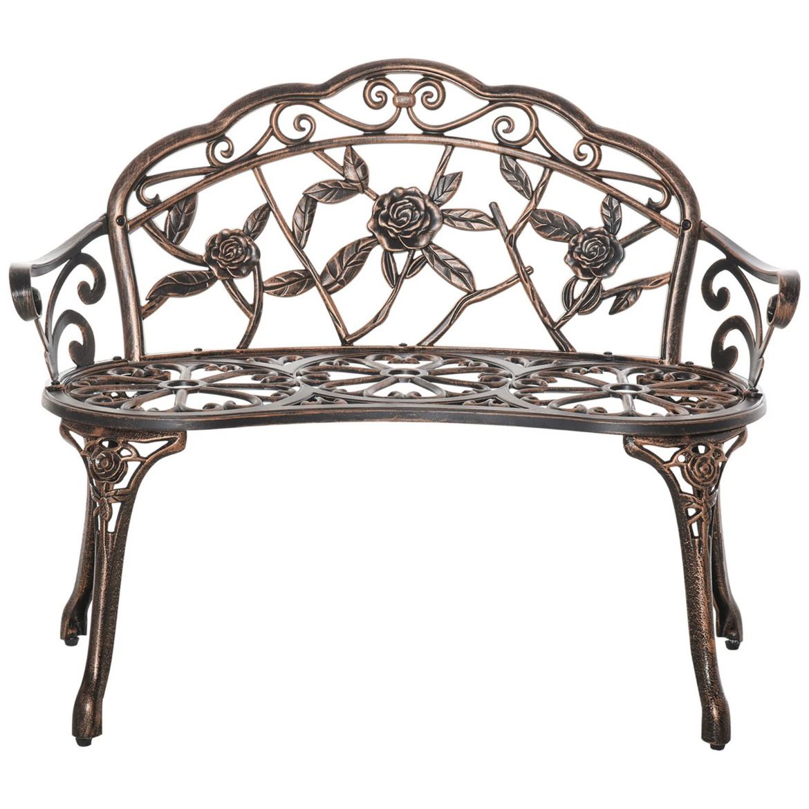 Antik Stil Gartenbank 2-Sitzer Sitzbank Blumenmuster Gartendeko