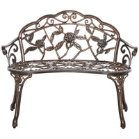 Antik Stil Gartenbank 2-Sitzer Sitzbank Blumenmuster Gartendeko