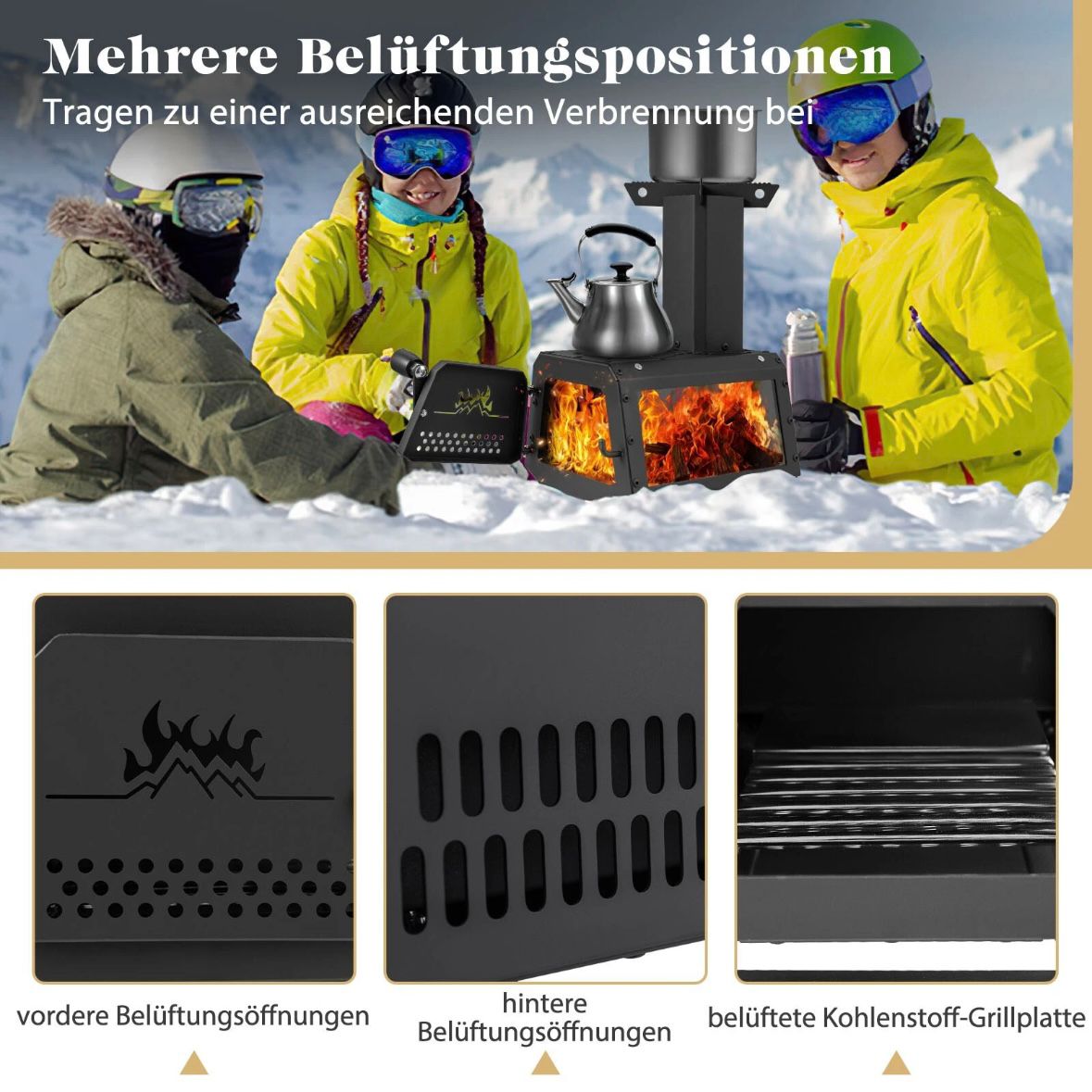 Raketenofen Outdoor Holzofen Campingofen Garten Camping 2 Kochflächen