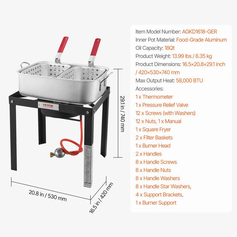 Outdoor Gas Fritteuse Hähnchenfritteuse mit 2 Körben Kochen