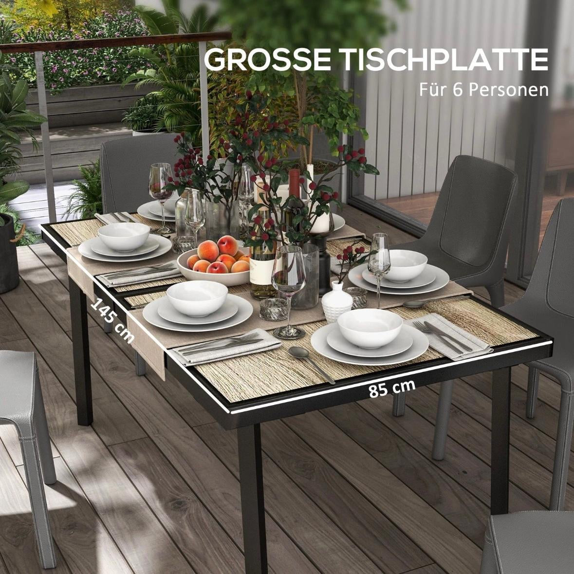 Gartentisch 6 Personen Holzoptik