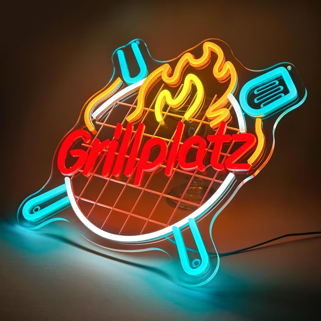 LED Neon Schild Grillplatz Grillen Neonlicht USB Zimmer