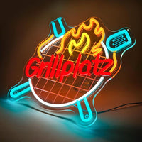 LED Neon Schild Grillplatz Grillen Neonlicht USB Zimmer