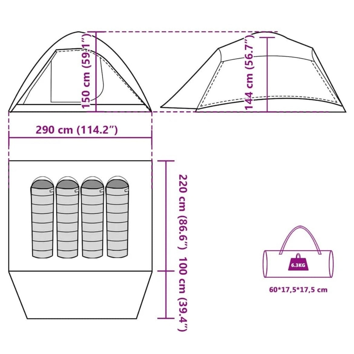 Campingzelt Kuppelzelt Outdoor Zelt Wasserdicht Trekkingzelt 4 Personen