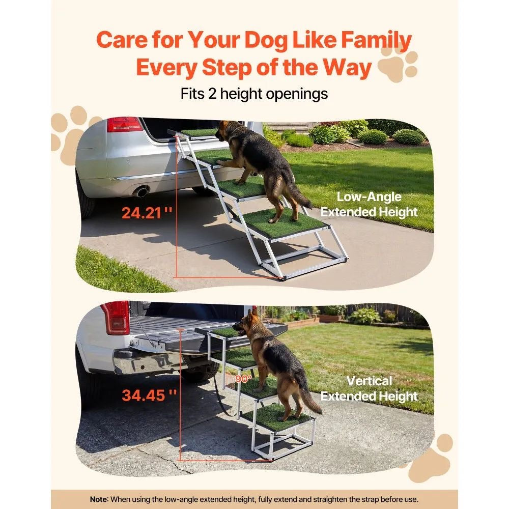 Hundetreppe Auto Einstiegshilfe Hundeleiter 4 Stufen Kunstrasen 90 kg