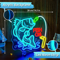 LED Neon Schild Fish On Wanddeko Dekoration Beleuchtung
