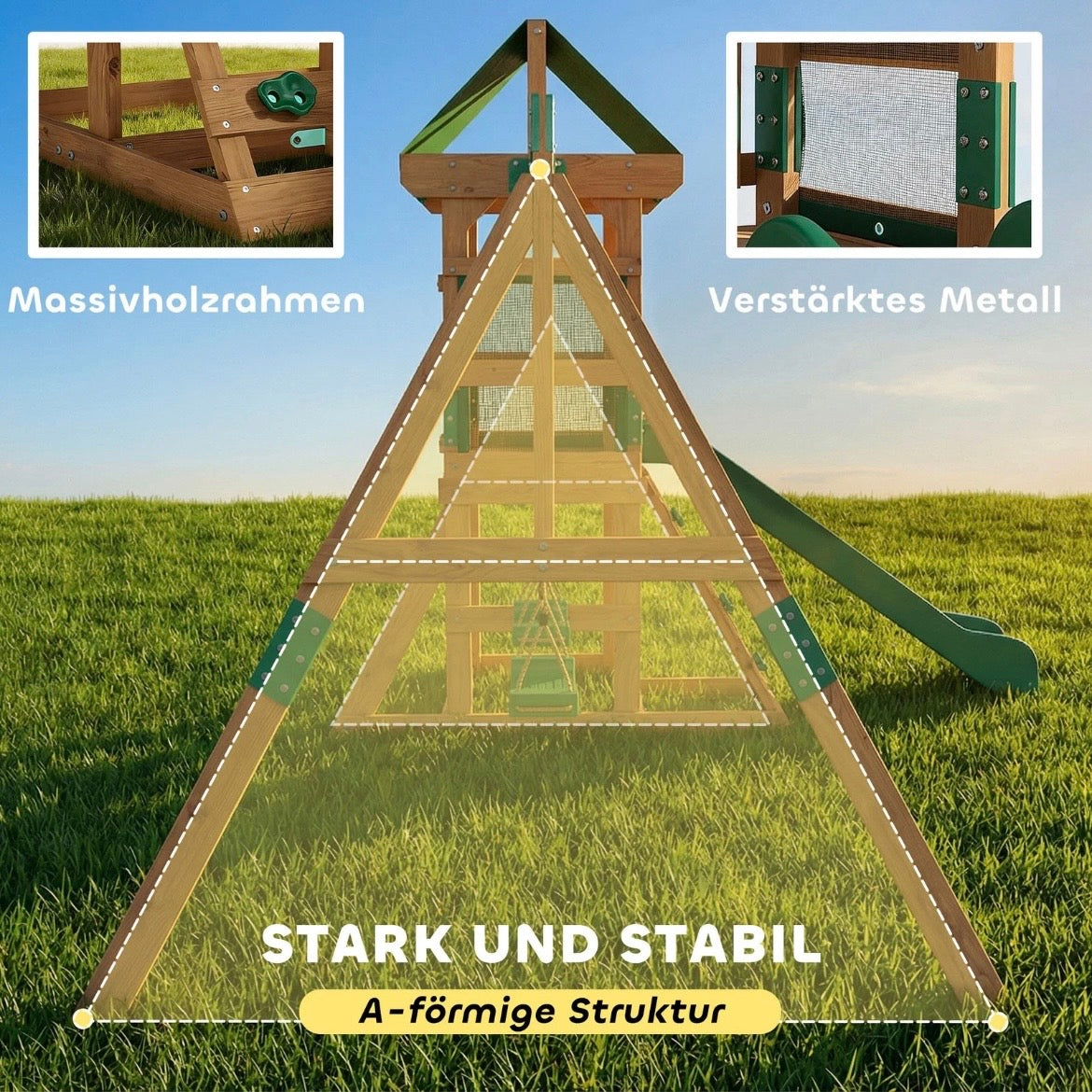 Spielturm Klettergerüst Schaukelgestell Rutsche Spielgerät