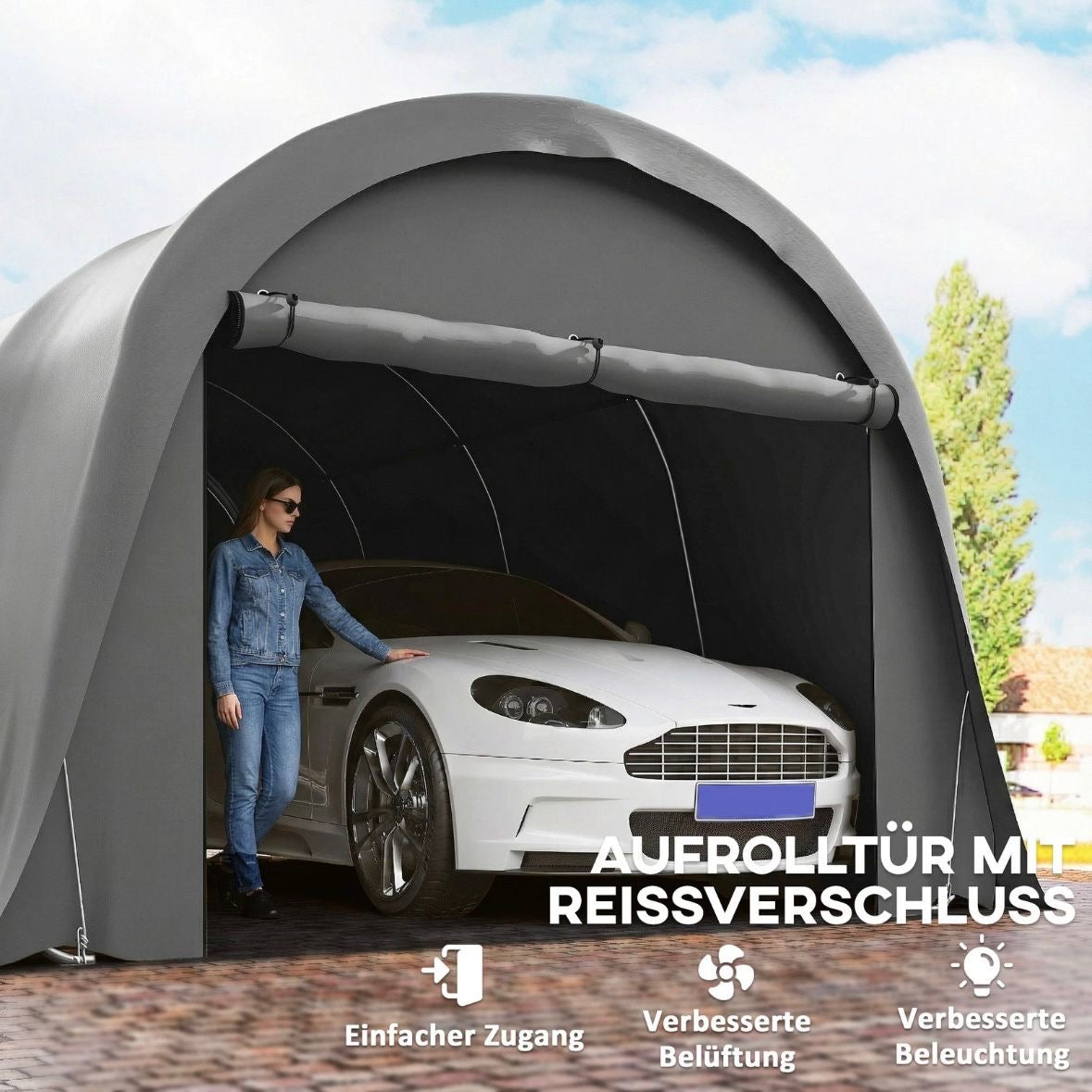 Carport Zeltgarage 3x6m Wasserdichtes Lagerzelt Seitenwänden Zelt