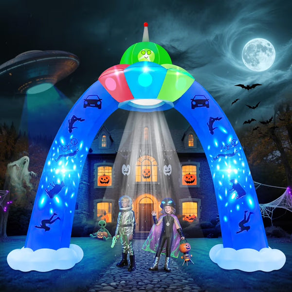 Halloween Deko Aufblasbar LED Alien Torbogen Dekoration