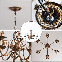 Antik Bronze Kronleuchter 6 Flammig Deckenlampe Beleuchtung