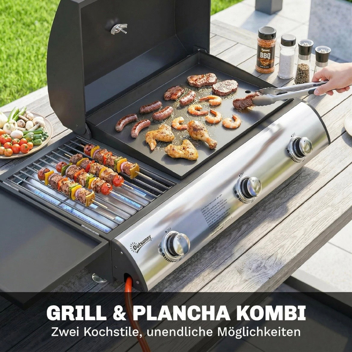 Gasgrill Tragbar Tischgrill Seitentisch Bratenplatte
