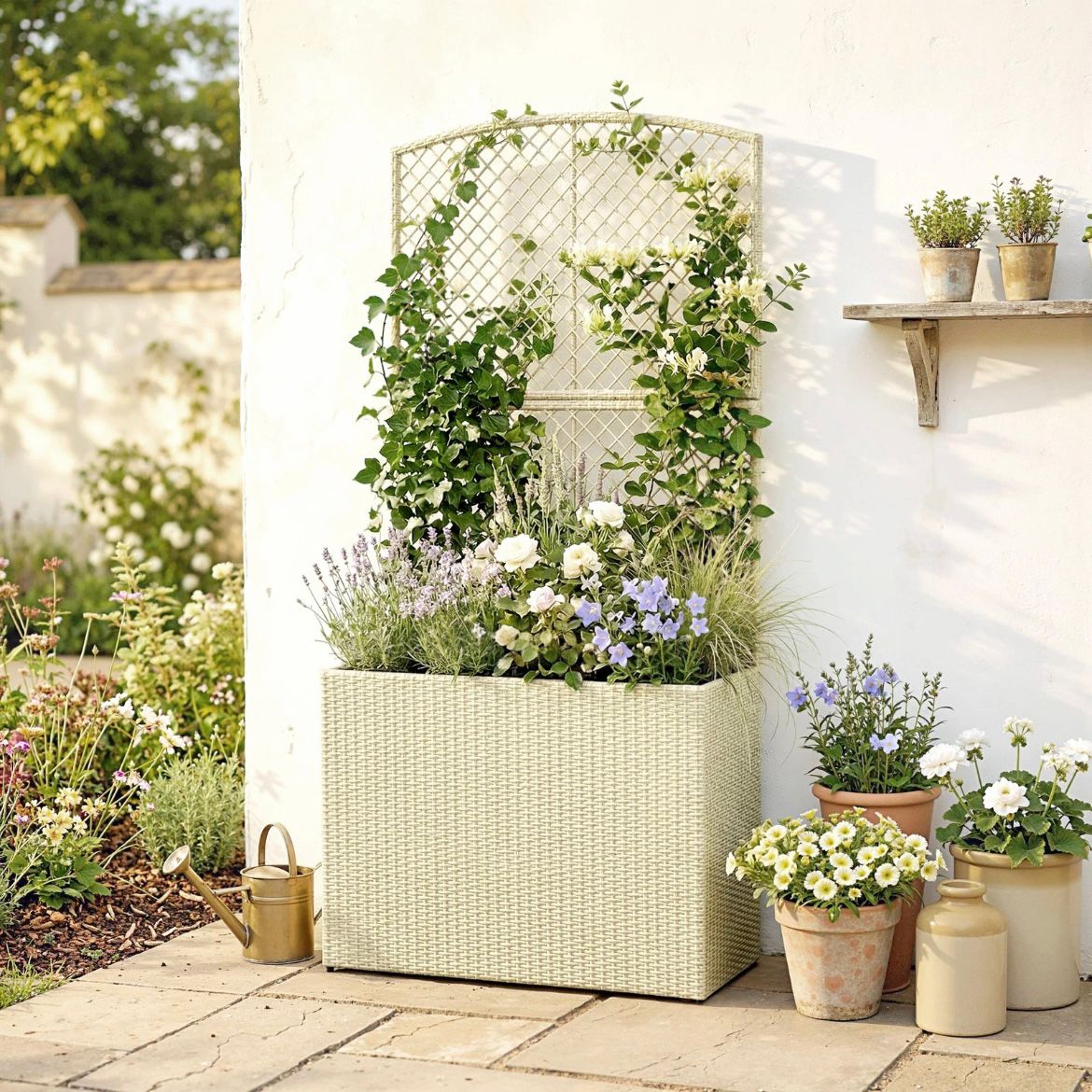 Hochbeet Rattan Optik Pflanzkasten Pflanzbeet Gartenbeet Gartenpflege