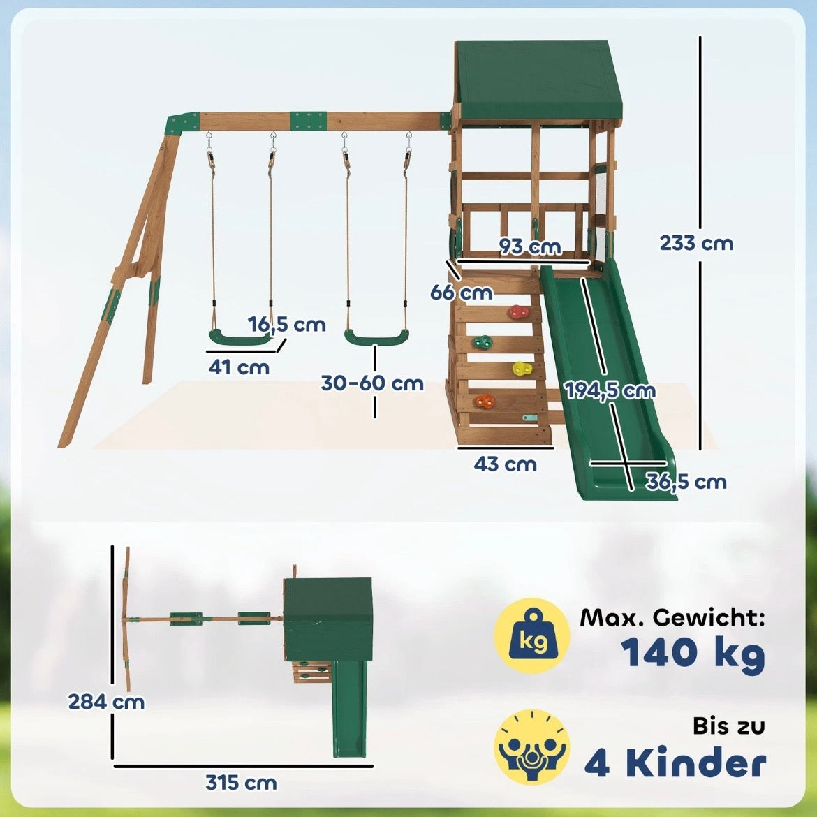 Spielturm Klettergerüst Schaukelgestell Rutsche Spielgerät