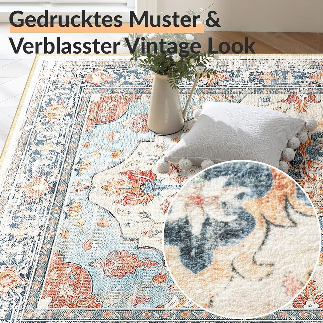 Vintage Teppich Antik Wohnzimmer Schlafzimmer Kurzflor