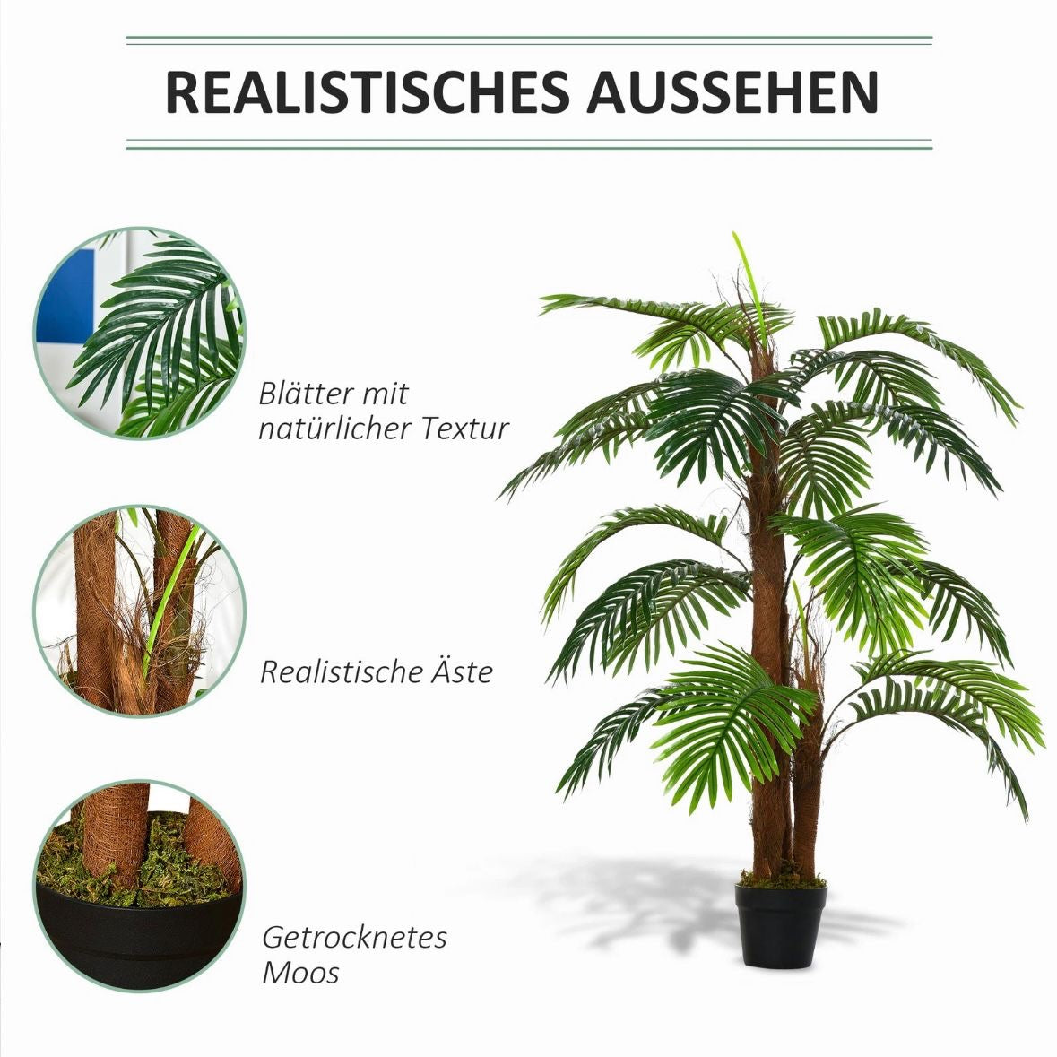 Kunstpflanzen Topf 120cm Palme Kunstpflanze Kunstbaum Zimmerpflanze