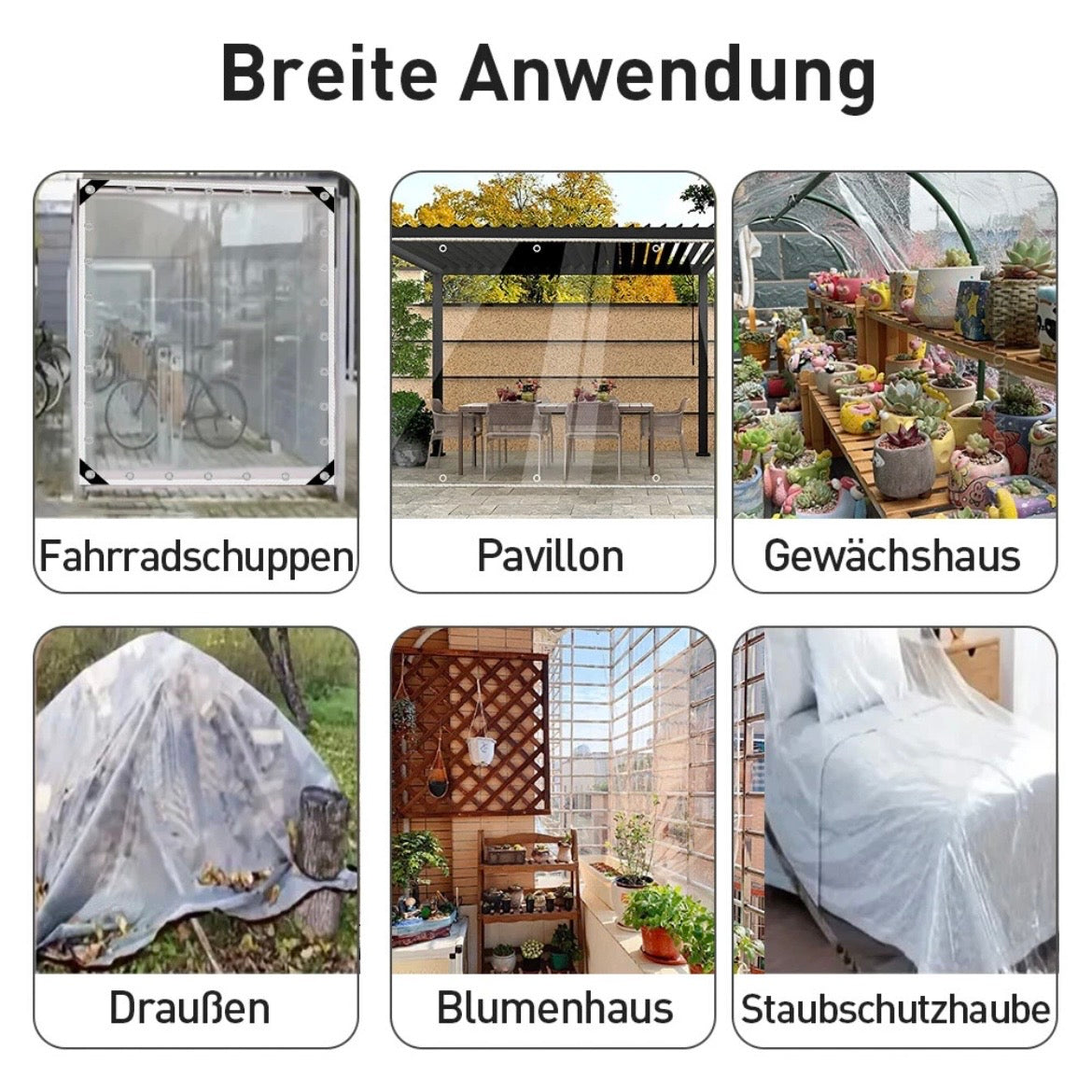 Wasserdichte Transparente Plane 3x4m Schutzplane Folie Klare