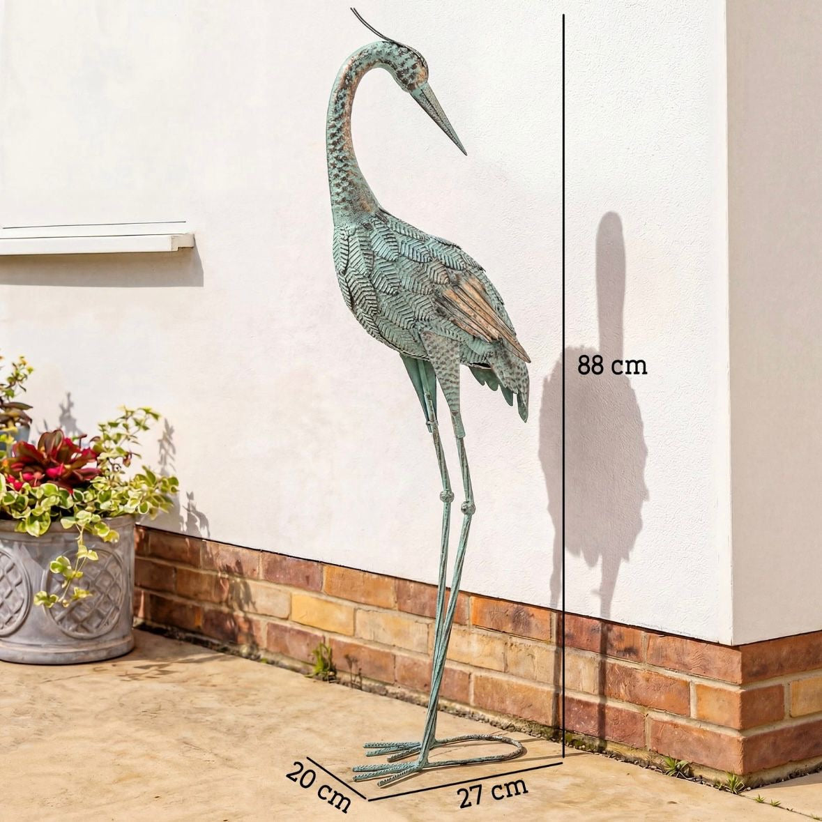 Reiher Gartenstatue Metall Vogel Dekoration Statue 88cm Skulptur