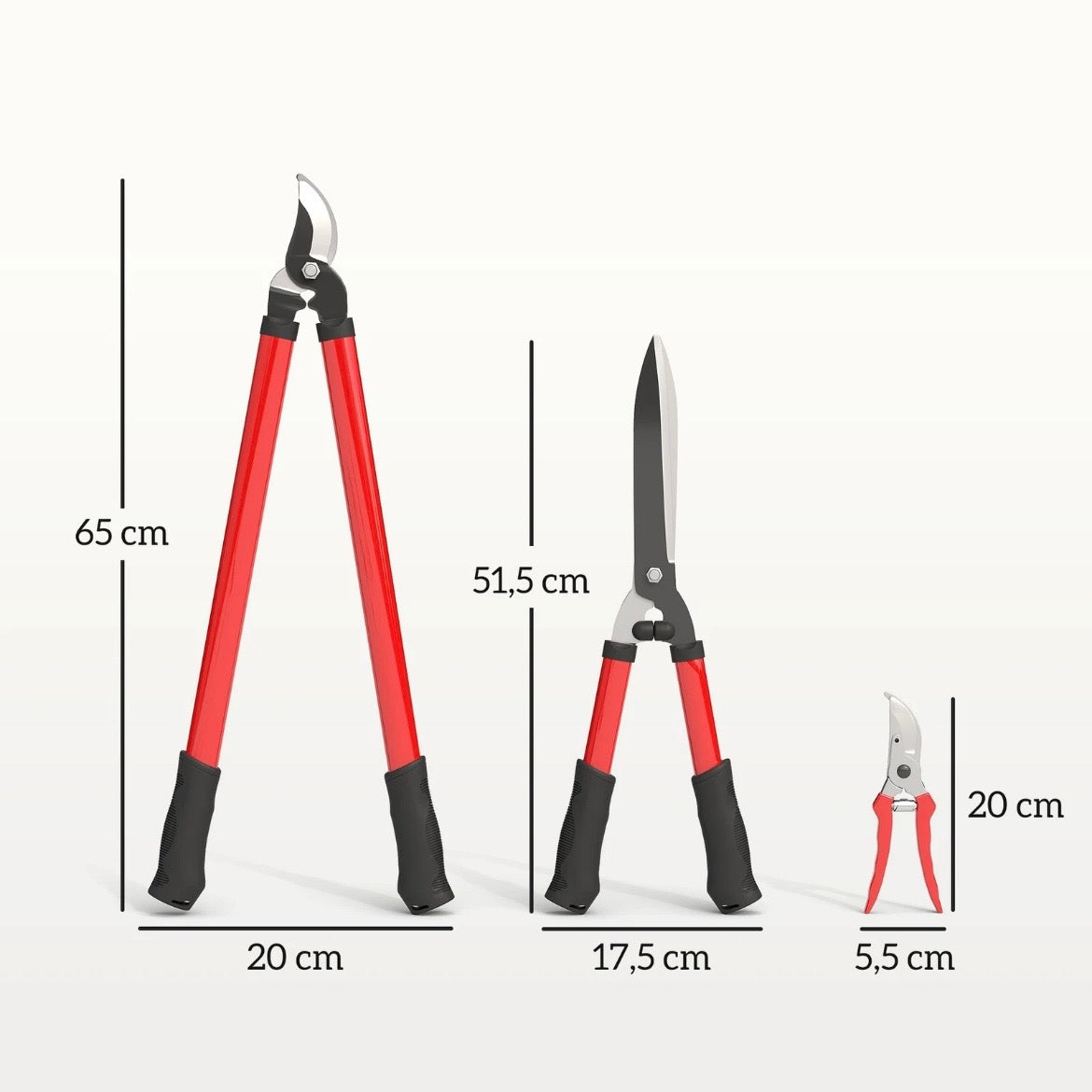 Heckenschere Set 3-teilig Gartenschere Astschere Stahlklinge