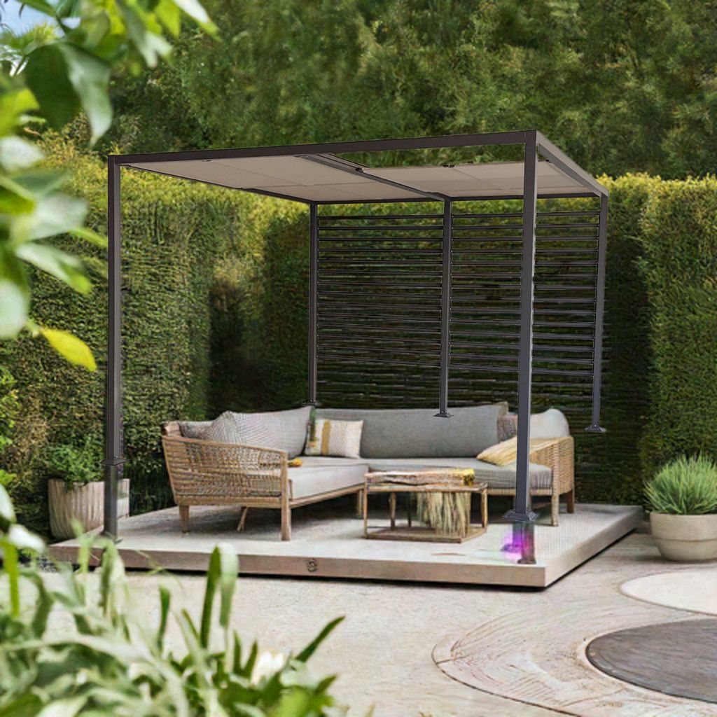 Gartenpavillon Pergola 3x4m Schiebedach Terrassenüberdachung Sonnenschutz